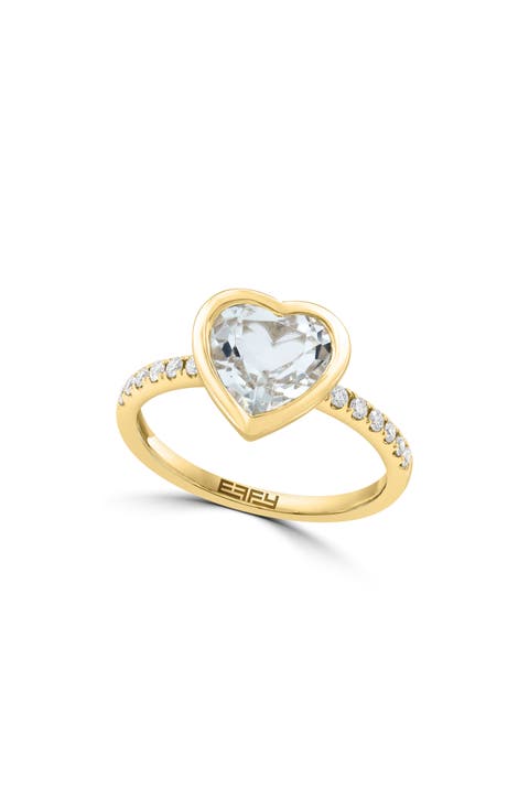 Heart Cut White Topaz & Diamond Ring - 0.17ct.