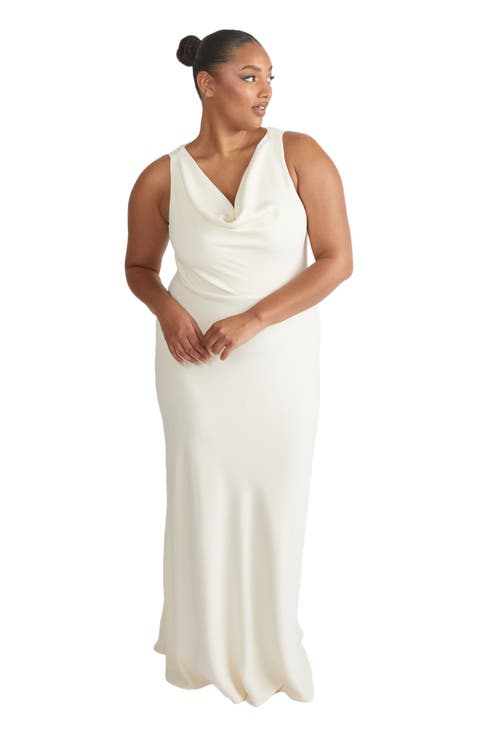 Cowl Front Crepe Bridesmaid Dress
