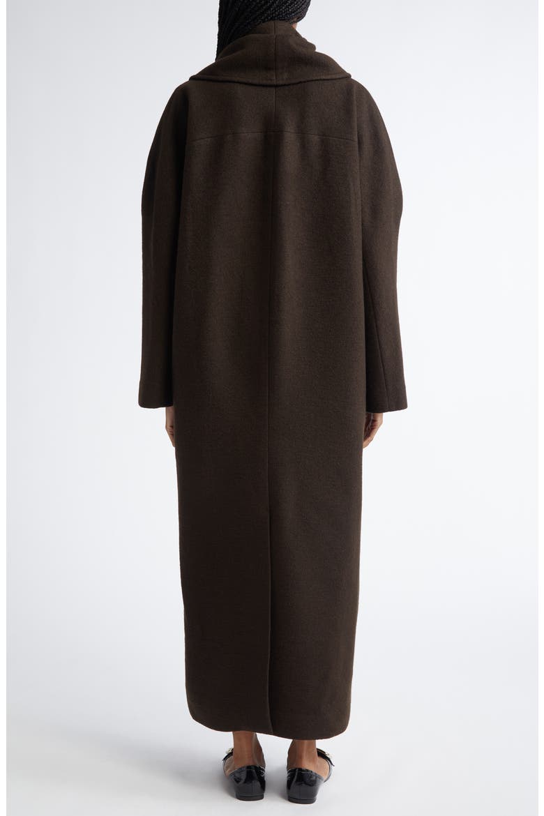 Shawl Collar Wool Blend Coat, Alternate, color, DARK BROWN