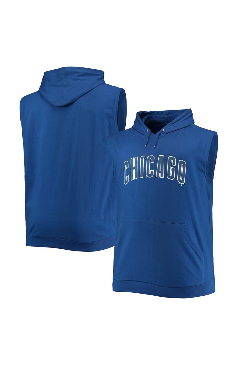 PROFILE Men's Royal Chicago Cubs Jersey Muscle Sleeveless Pullover Hoodie, Main, color,