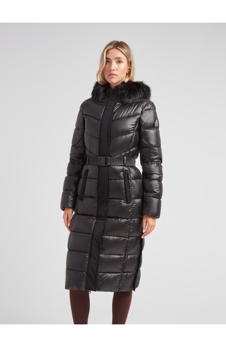 JACK1T Diamond Belted Extra Long Down Coat, Main, color, Black/Black
