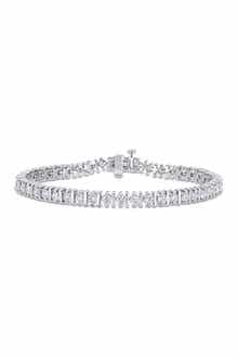 DELMAR Sterling Silver Created 4 1/2ctw Moissanite Bracelet