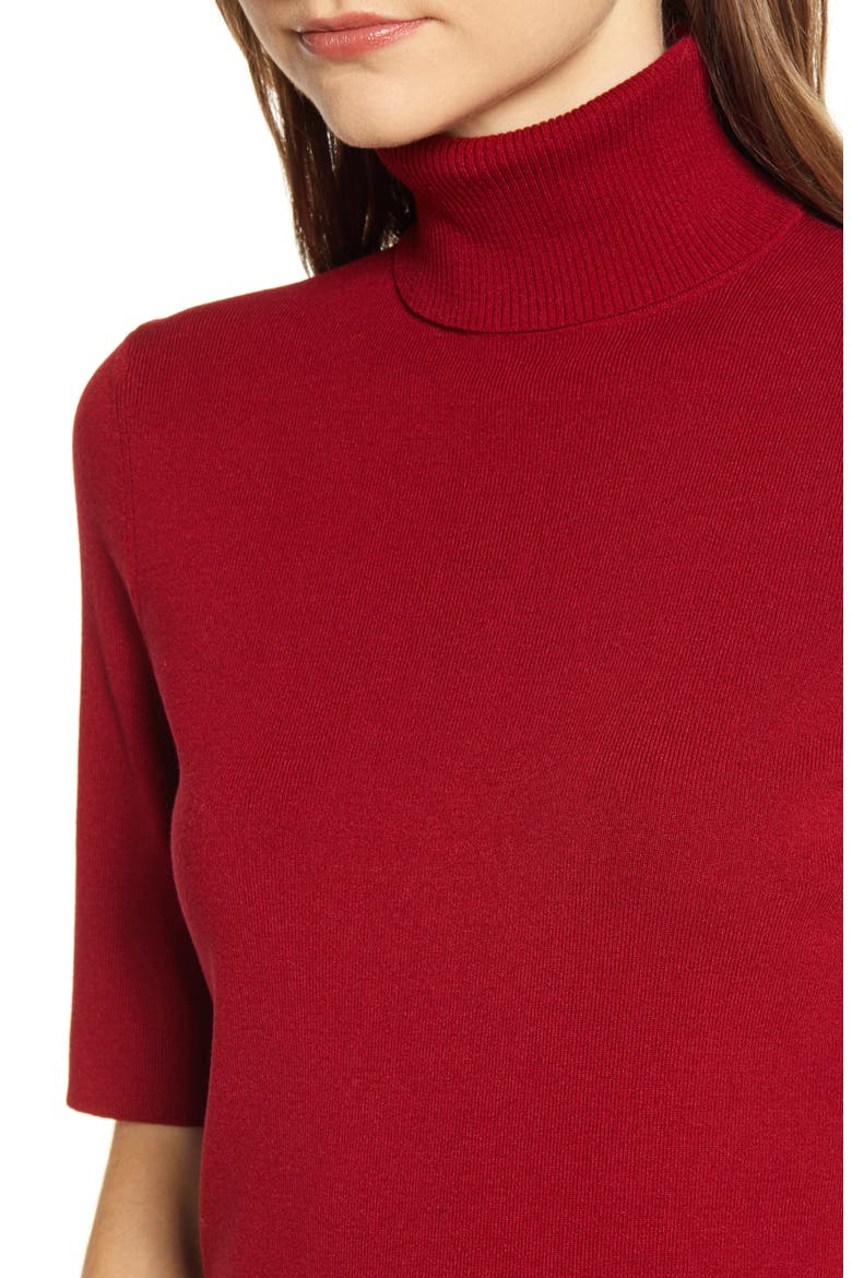 Short Sleeve Turtleneck Sweater, Alternate, color, TITIAN RED