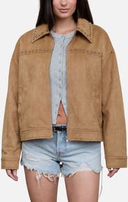 Blu Pepper Studded Faux Suede Collar Jacket