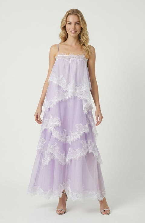 Spaghetti Strap Layered Lace Maxi Dress