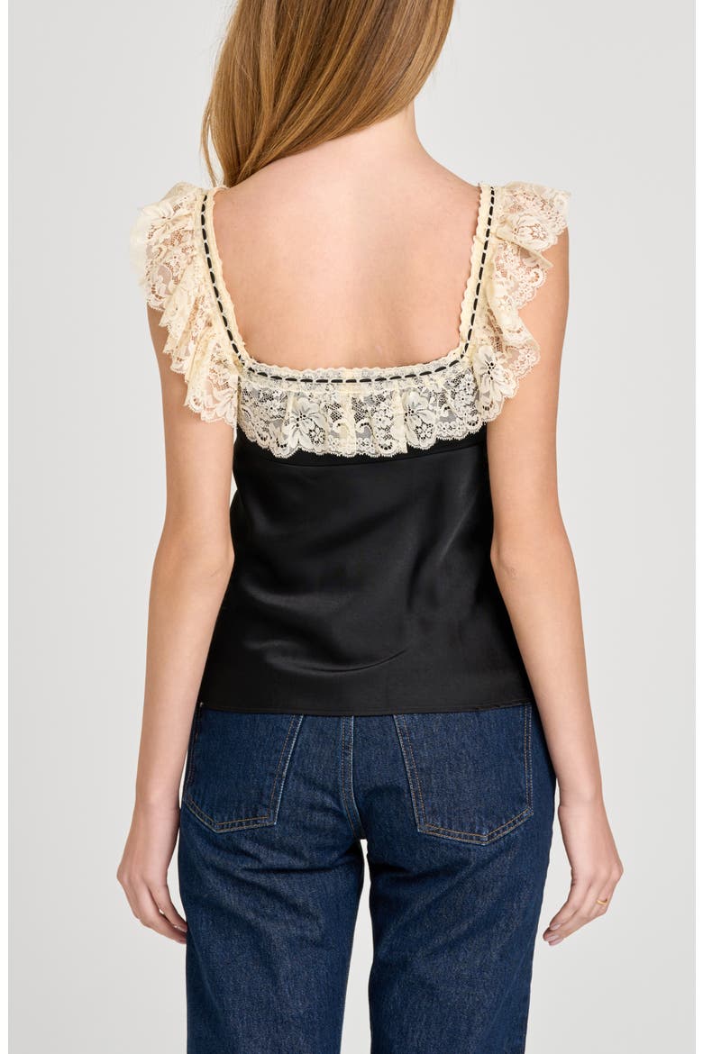 Ella Lace Trim Camisole, Alternate, color, BLACK