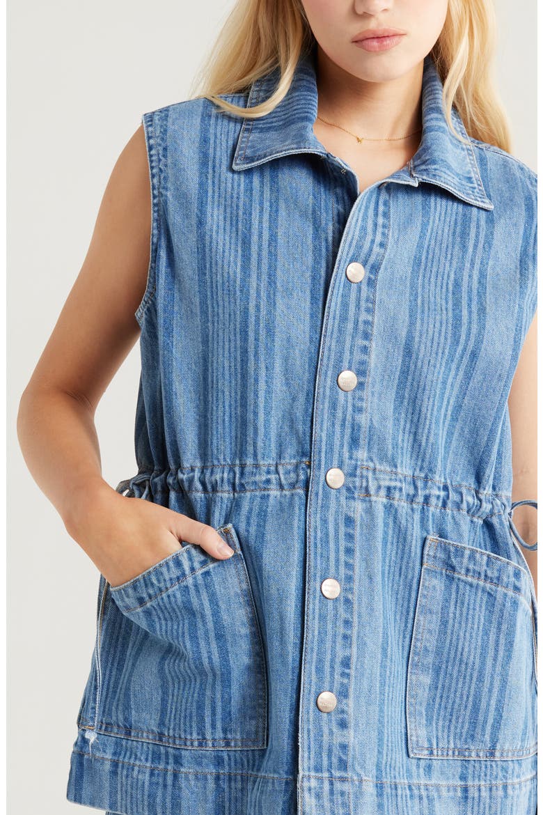 Hera Stripe Denim Vest, Alternate, color, BLUE
