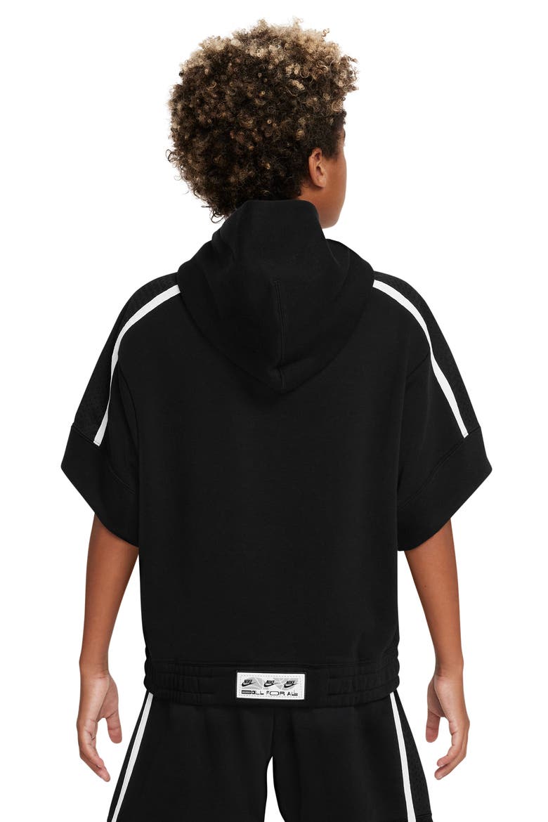 Kids' Culture of Basketball Short Sleeve Half-Zip Hoodie, Alternate, color, BLACK/ OPTI YELLOW