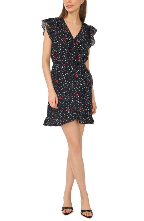 Ruffle Surplice Faux Wrap Miniskirt
