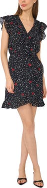 CeCe Ruffle Surplice Faux Wrap Miniskirt