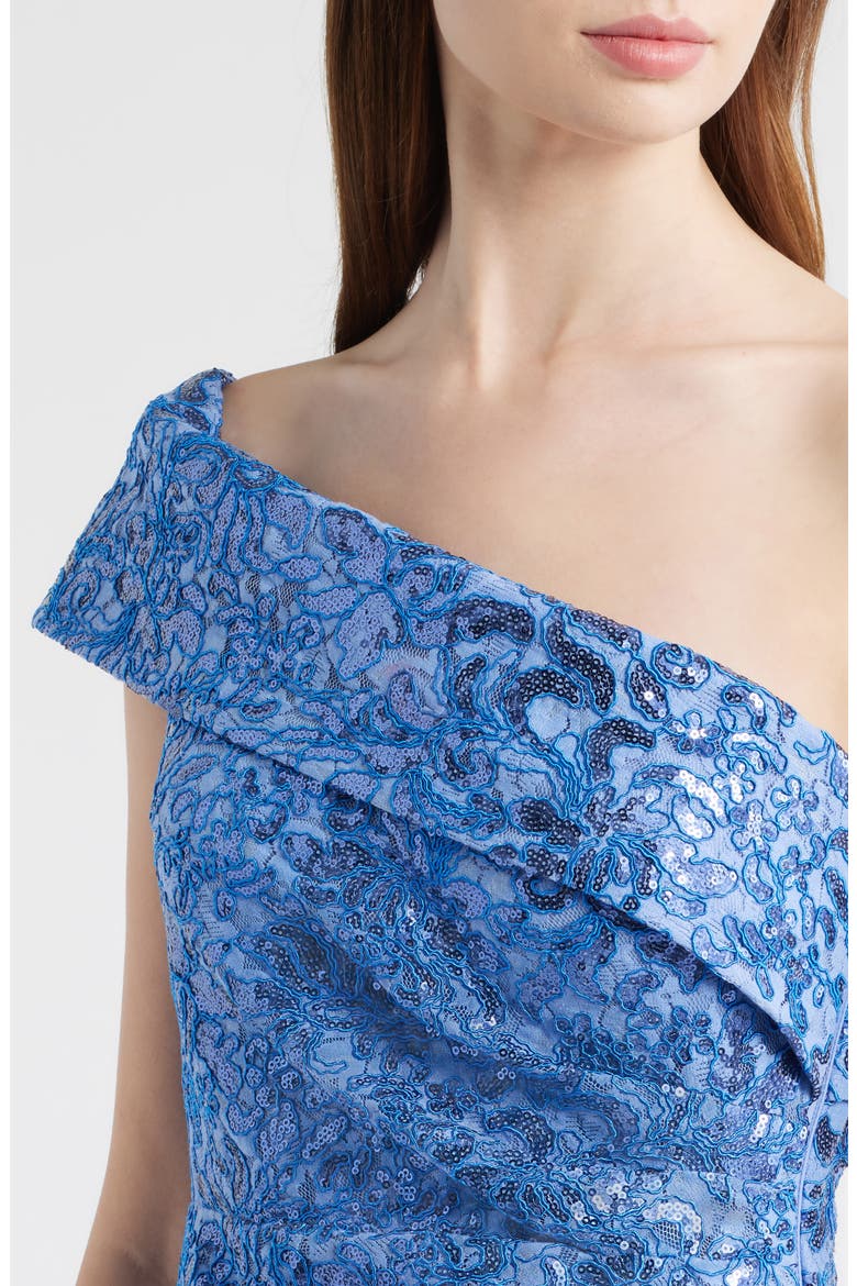 Rhinestone One-Shoulder Mermaid Gown, Alternate, color, LAKE