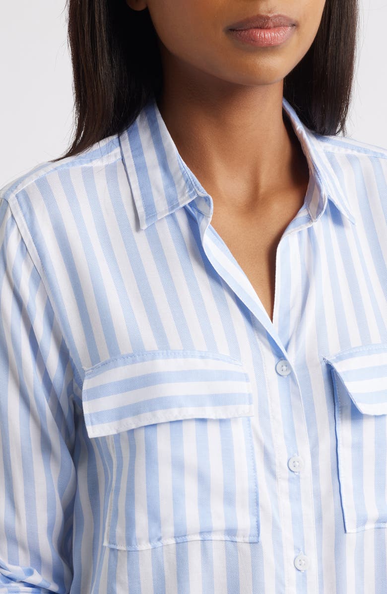 beachlunchlounge Fallon Crop Button-Up Shirt, Alternate, color, Blue Veil
