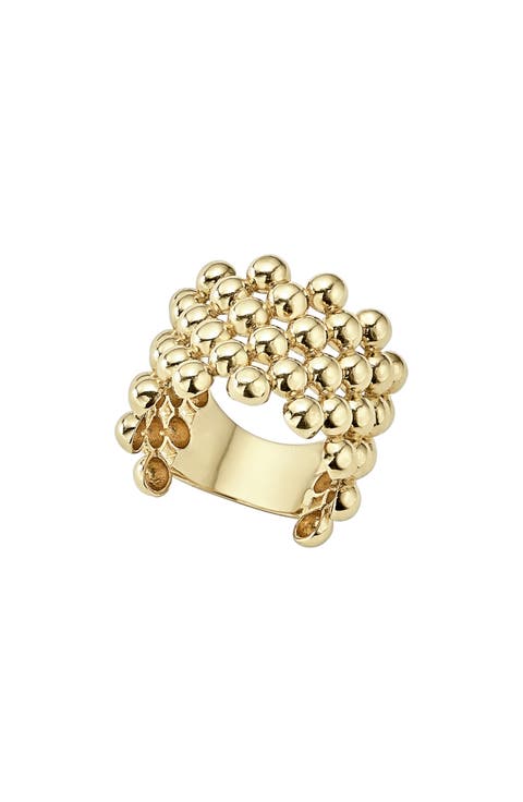 Caviar Gold Wide Band Ring