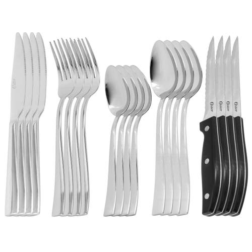 Oster Stonington 20 Piece Flatware Set With Steak Knives In Silver