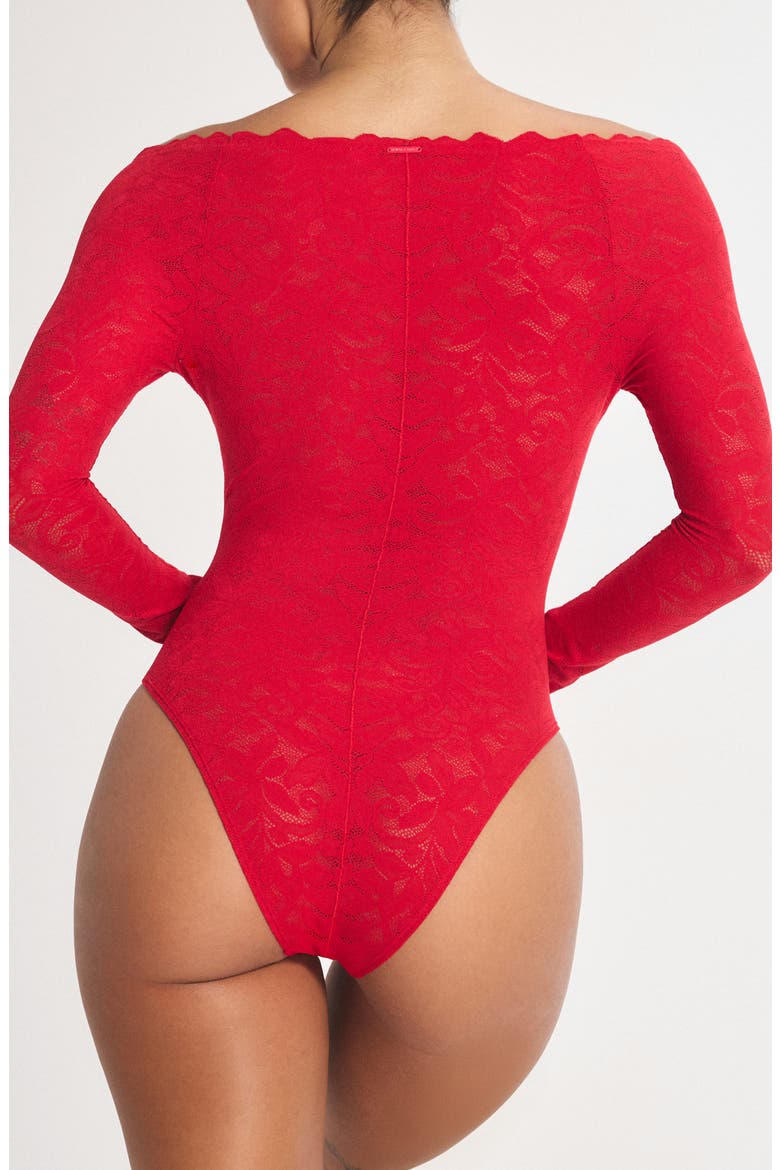 Lacy Dreams Pajama Bodysuit, Alternate, color, TIMELESS RED