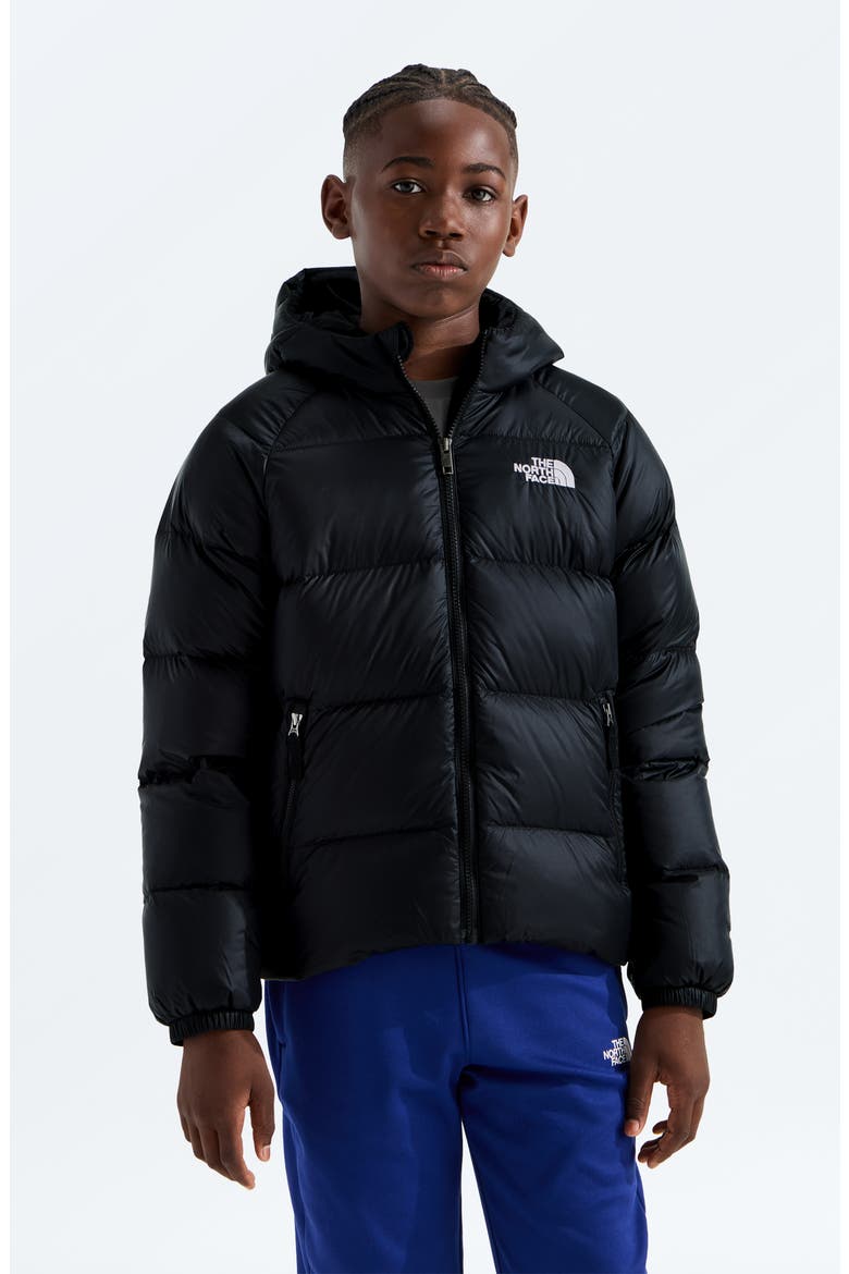 Kids' Hydrenalite 600 Fill Power Down Hooded Jacket, Main, color, TNF BLACK