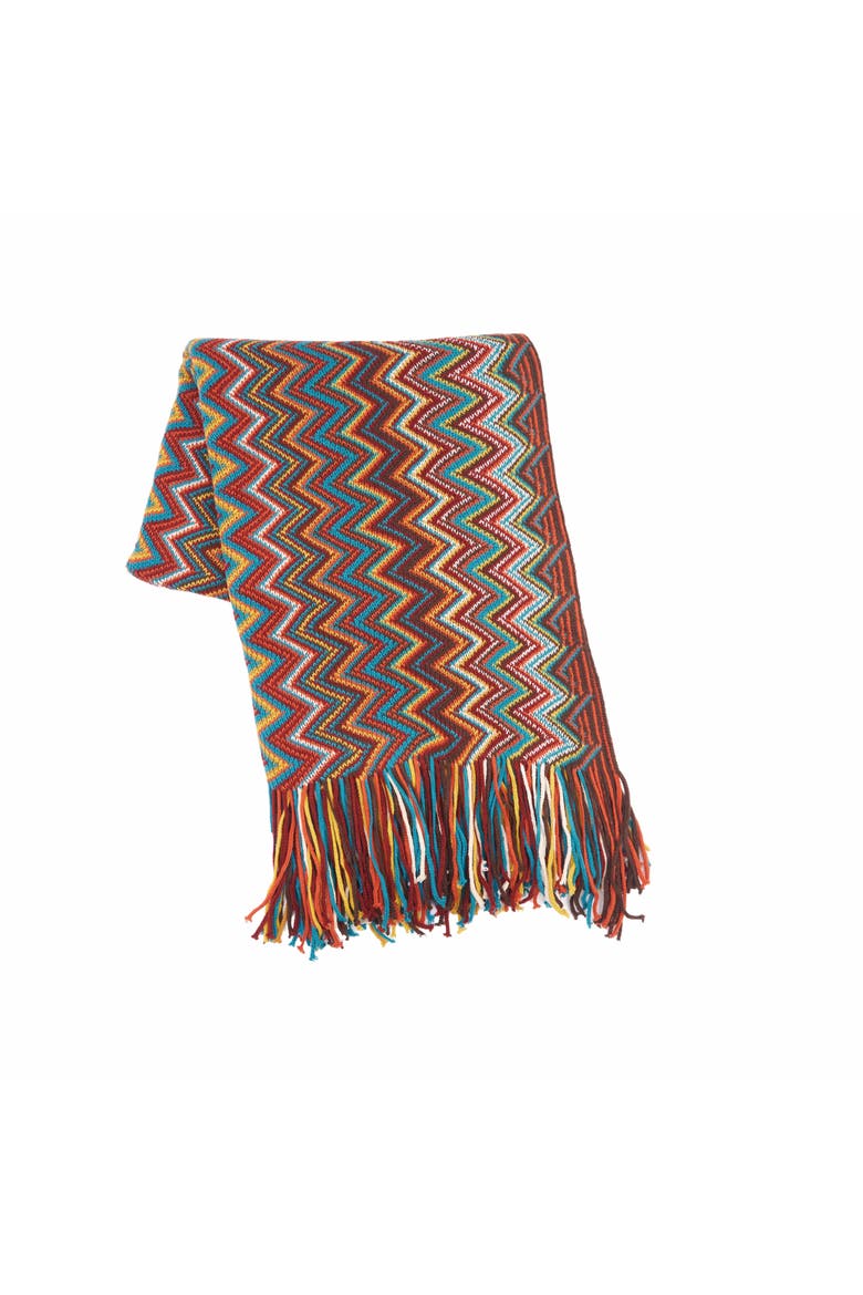 Zig Zag Accent Throw Blankets, Alternate, color, Red