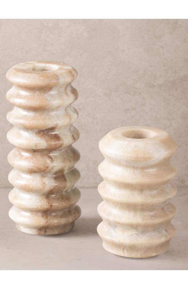 GAURI KOHLI Tracey Onyx Taper Candle Holder, Set of 2, Main, color, Brown