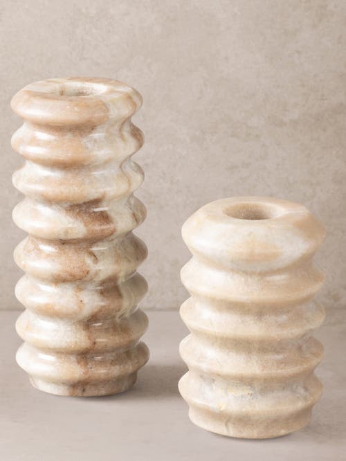 Gauri Kohli Tracey Onyx Taper Candle Holder, Set Of 2 In Brown