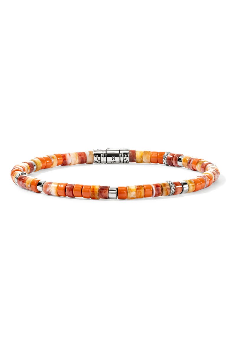 Heishi Bracelet, Gemstones, Sterling Silver, Main, color, ORANGE