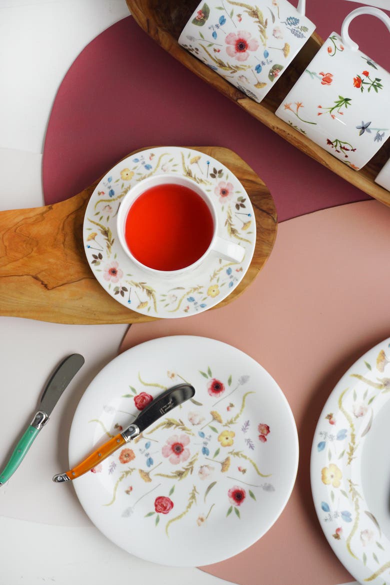 Scandinavian Floral Set of Two Salad Plates, Alternate, color, Multi