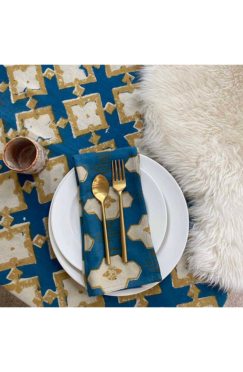 Ichcha Modern Block Print Cloth Napkins, Alternate, color, Blue