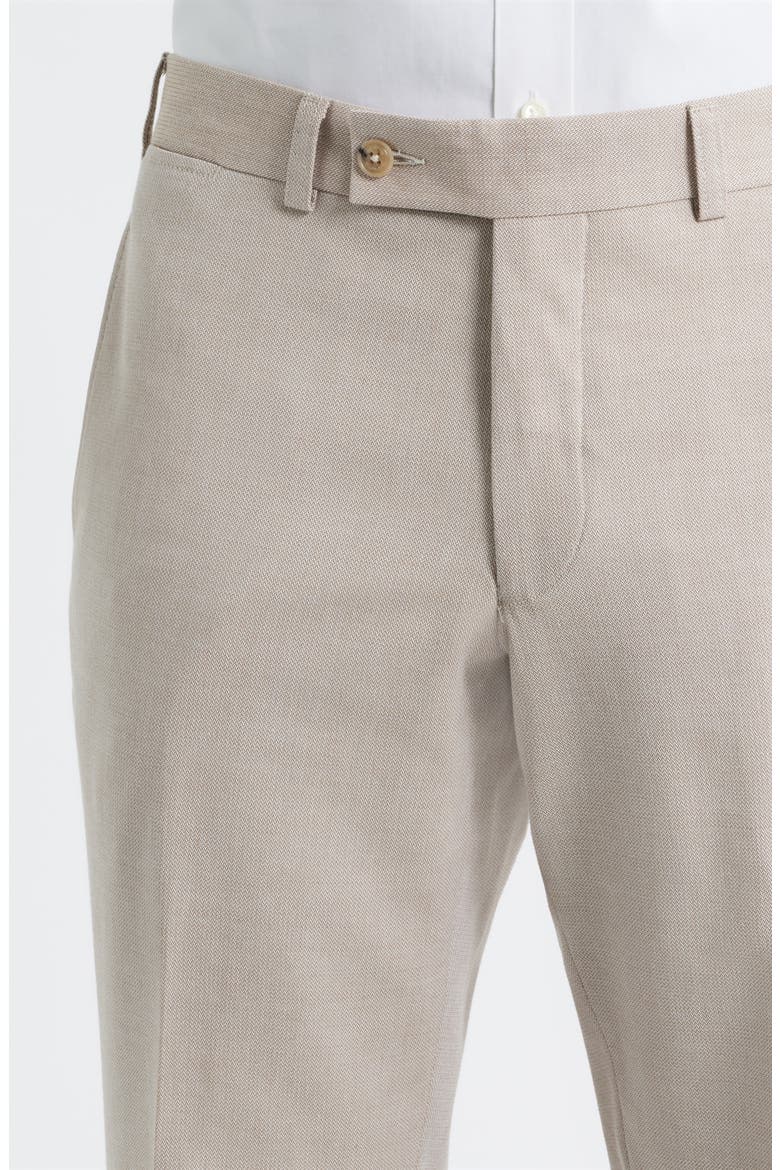 Piero Flat Front Stretch Cotton & Wool Dress Pants, Alternate, color, LIGHT TAN