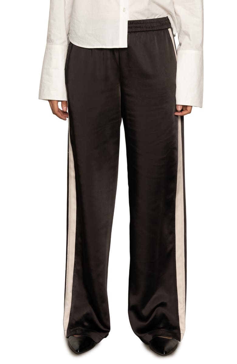 Sanctuary Satin Track Pants, Alternate, color, Black