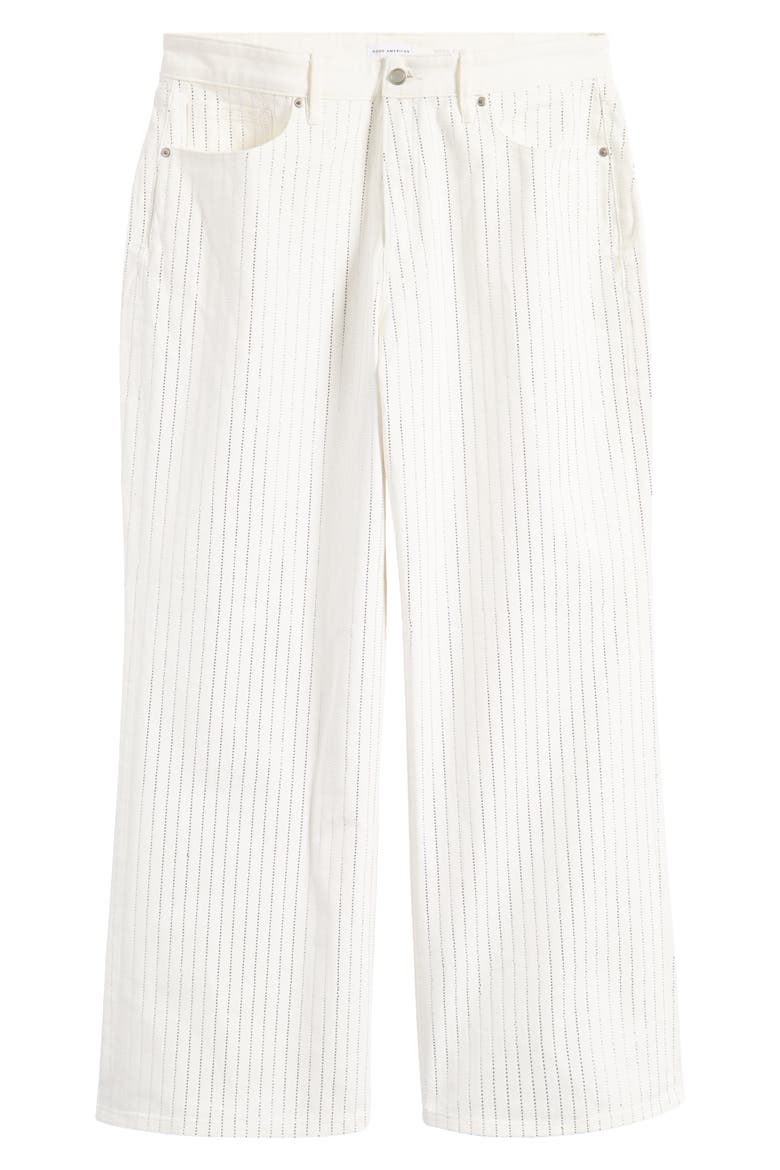 Good Ease Rhinestone Pinstripe Wide Leg Jeans, Main, color, CLOUD WHITE001