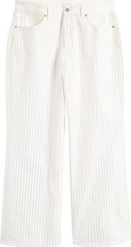 Good American Good Ease Rhinestone Pinstripe Wide Leg Jeans