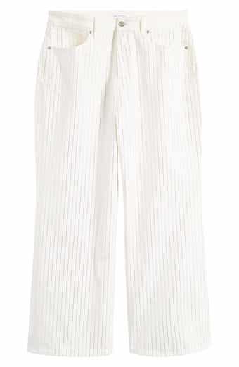 Good American Good Ease Rhinestone Pinstripe Wide Leg Jeans