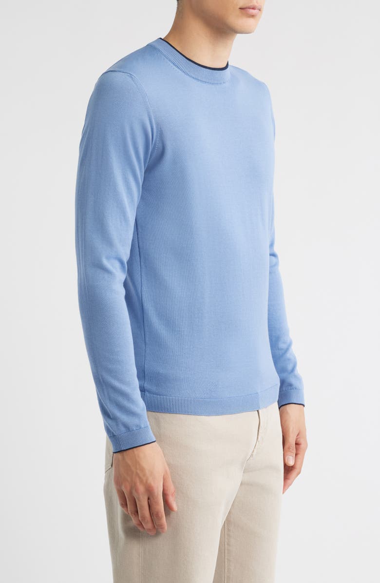 Jack Victor Drummond Tipped Combed Cotton Sweater, Alternate, color, Blue