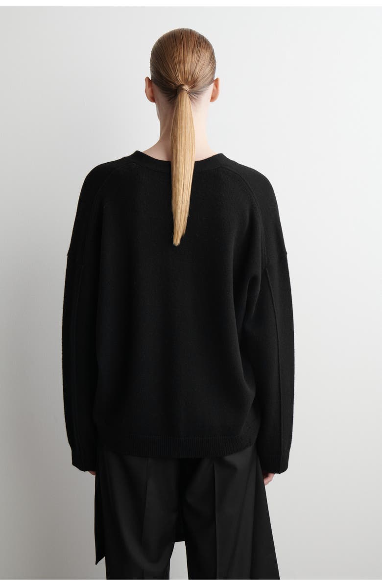 COS Cashmere Relaxed-Fit V-Neck Cardigan, Alternate, color, Black