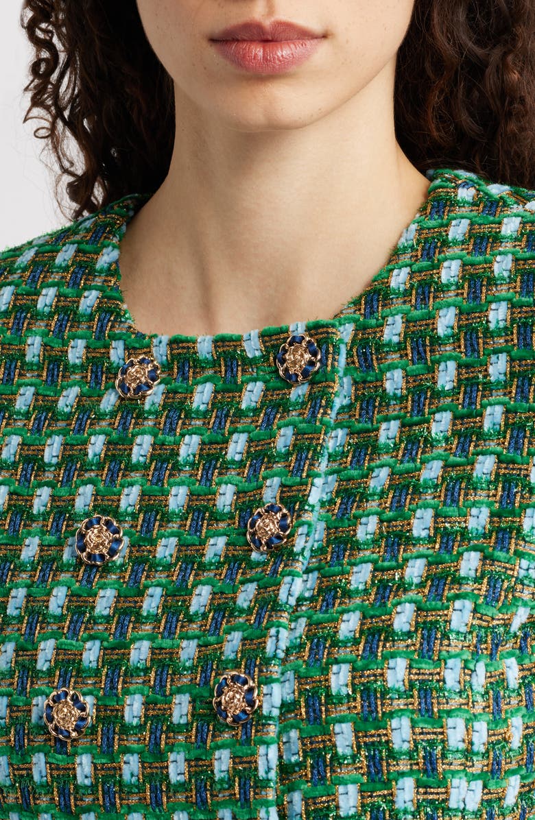 Elie Tahari The Eleni Double Breasted Tweed Blazer, Alternate, color,