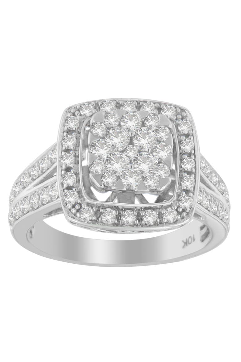 10K White Gold 1.0 Cttw Diamond Cluster Ring, Alternate, color, White Gold