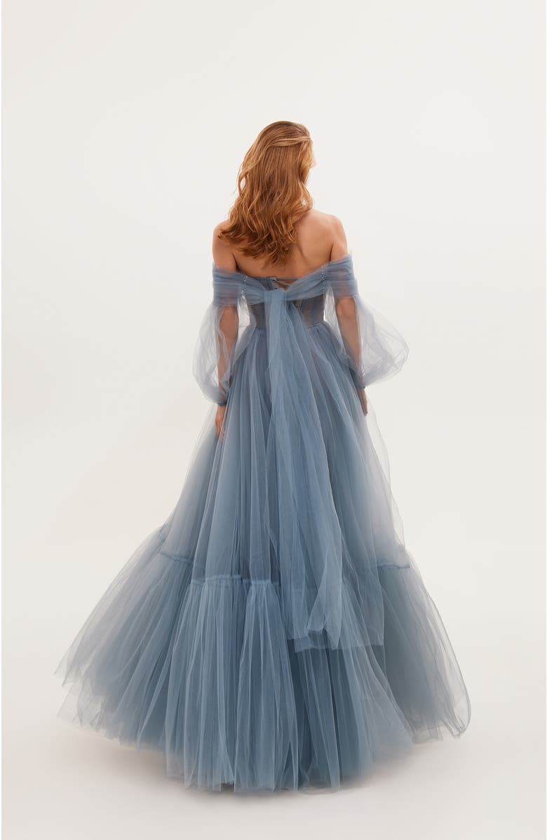 Milla Sheer Sleeves Maxi Tulle Dress, Alternate, color,