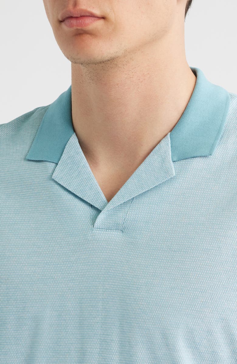 BOSS Pye Textured Johnny Collar Polo, Alternate, color, Light Blue