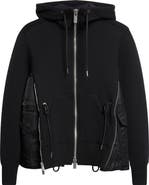Sacai Mixed Media Scuba Knit & Nylon Twill Hoodie