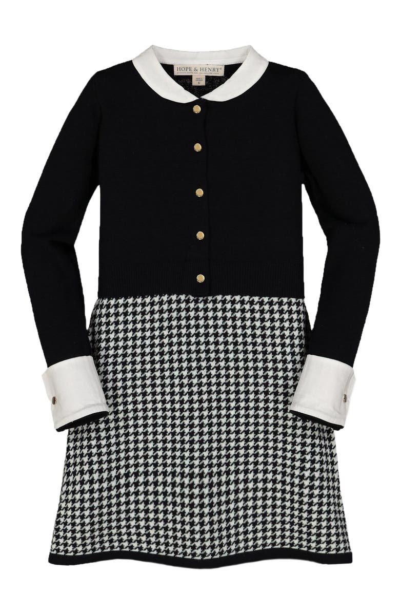 Hope & Henry Baby Girls' Button Front Sweater Dress with Collar, Infant, Main, color,