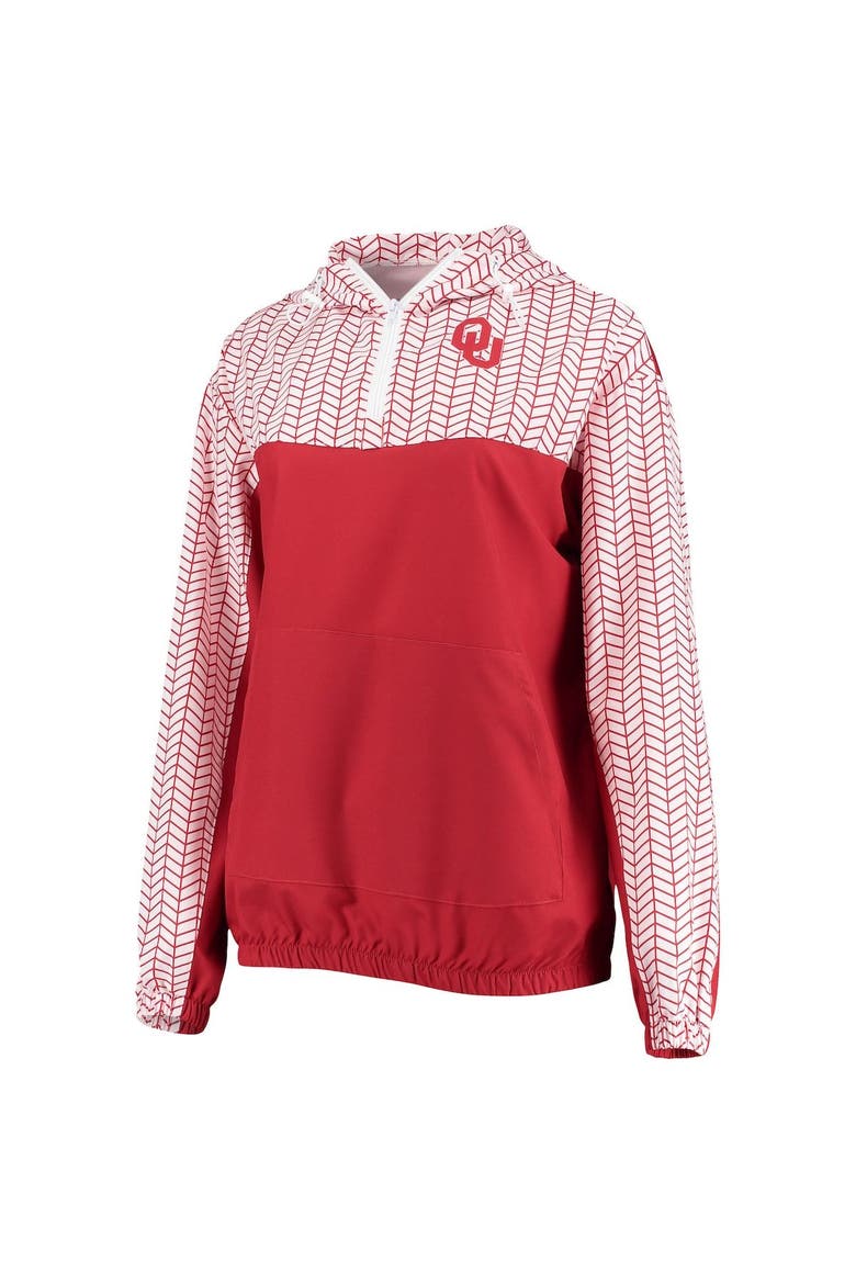 Women's ZooZatz Crimson Oklahoma Sooners Chevron Swishy Quarter-Zip Hoodie Jacket, Alternate, color, Crimson