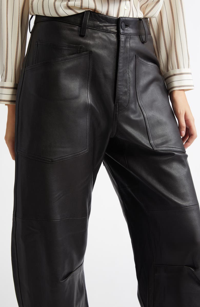 Nili Lotan Shon Barrel Leg Leather Pants, Alternate, color, 