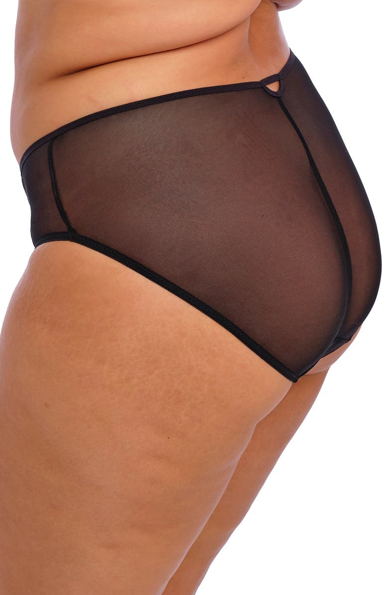 Elomi Sachi Full Figure High Waist Panties, Alternate, color, Black