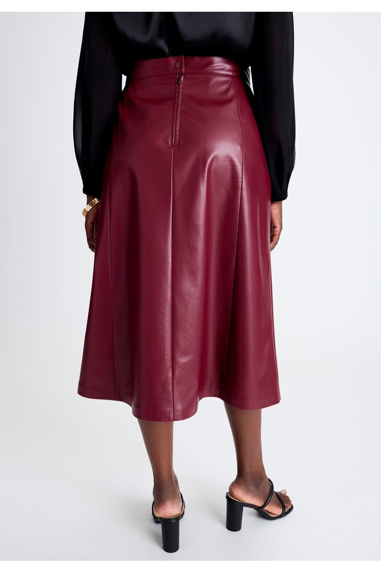 Faux Leather Midi Skirt, Alternate, color, MERLOT