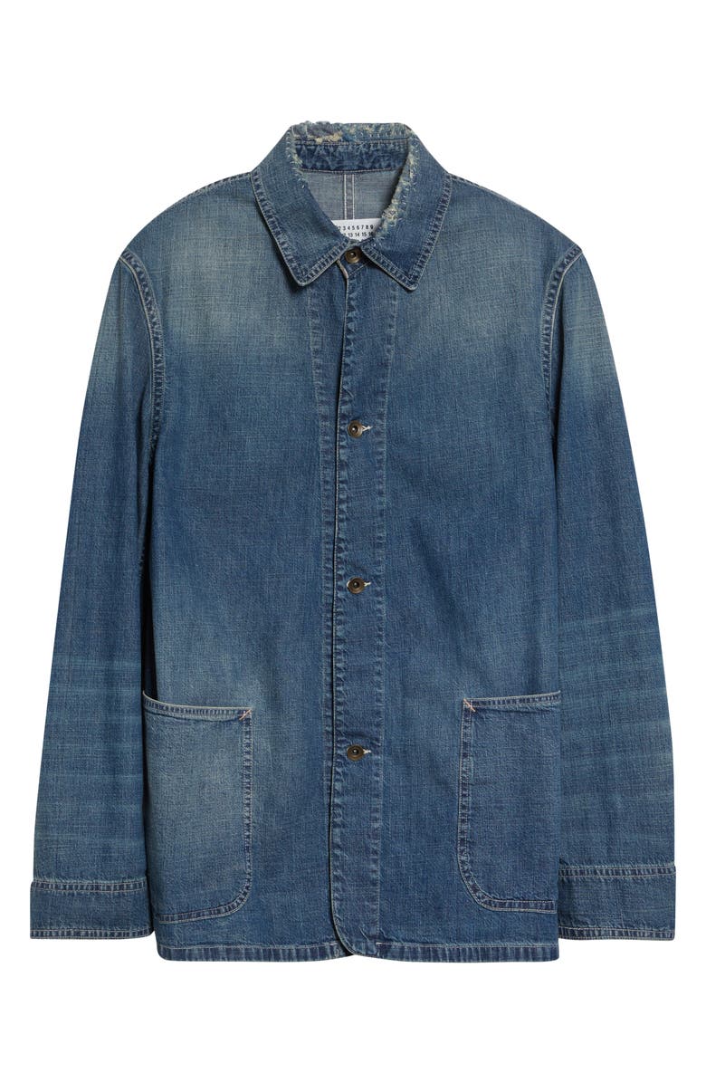 Maison Margiela Ripped & Repaired Chambray Jacket, Main, color, Washed Blue