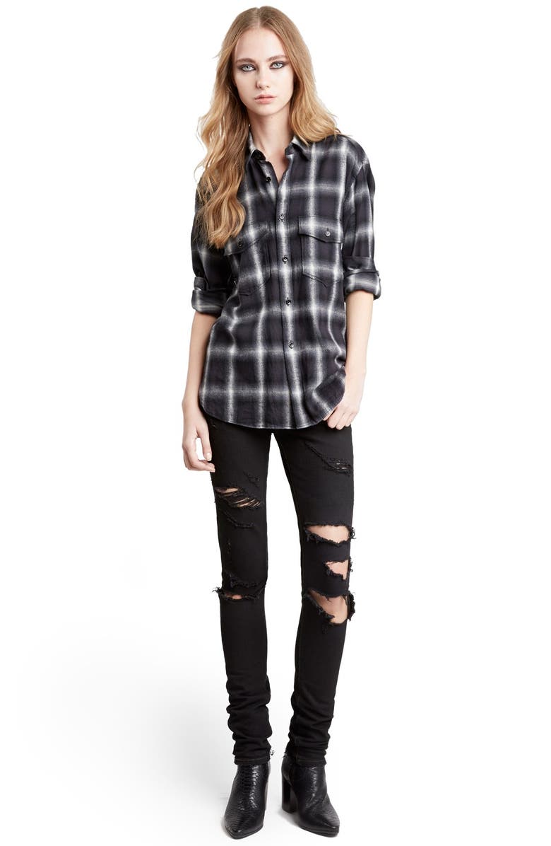 Saint Laurent Oversize Check Flannel Shirt, Main, color, 