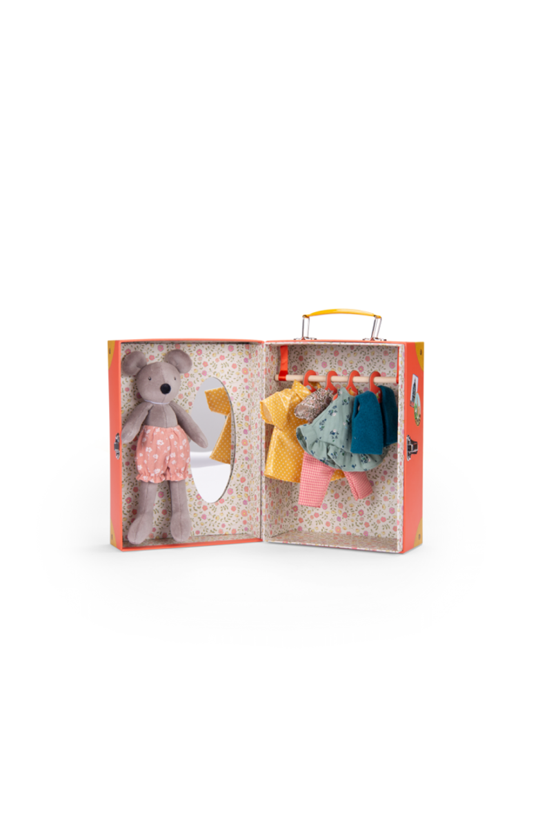 Moulin Roty Nini Little Wardrobe Suitcase The Big Family, Main, color, Orange