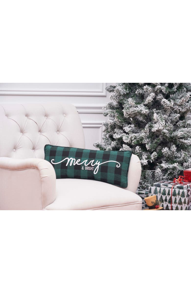 C&F Home Merry Christmas Embroidered Throw Pillow, 9" x 22", Alternate, color, Black