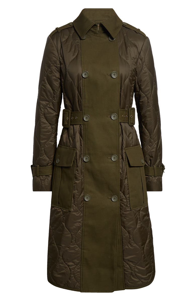 Veronica Beard Newberry Quilted Mixed Media Coat, Alternate, color, Cypress