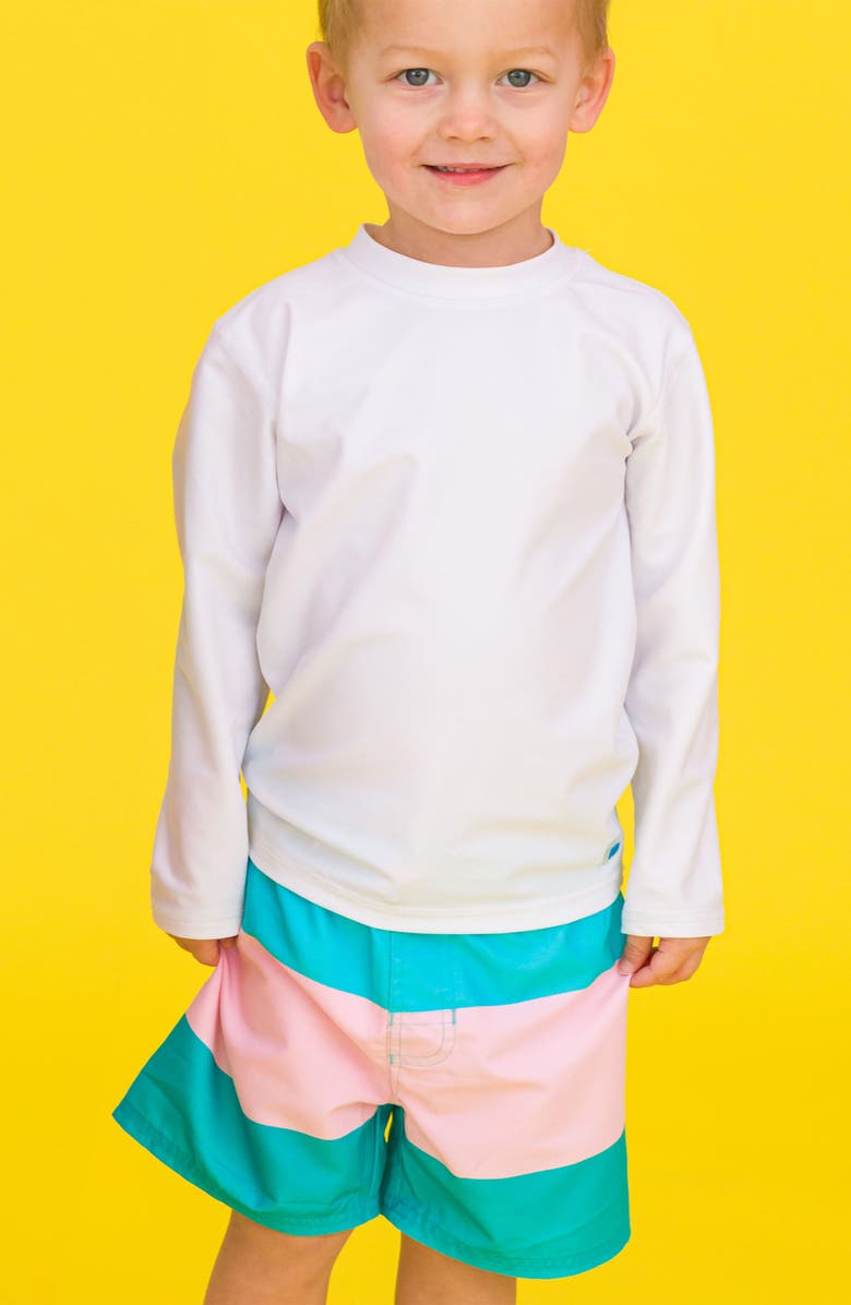 RuggedButts Long Sleeve Two-Piece Rashguard Swimsuit, Alternate, color, White