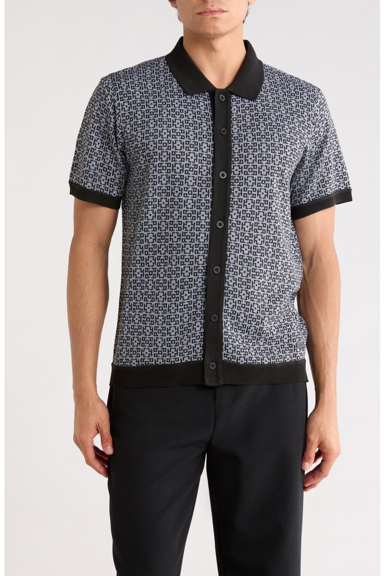 Watos Short Sleeve Button-Up Shirt, Main, color, BLACK COMBO